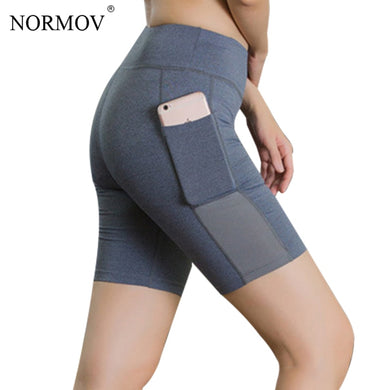 NORMOV Solid Casual High Waist Shorts Women